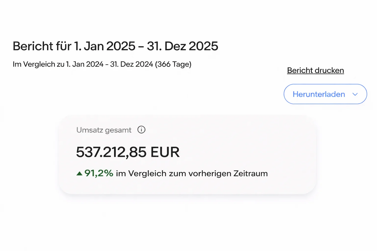 eBay Seller Hub – 537.212 € Umsatz 2025, +91% zum Vorjahr