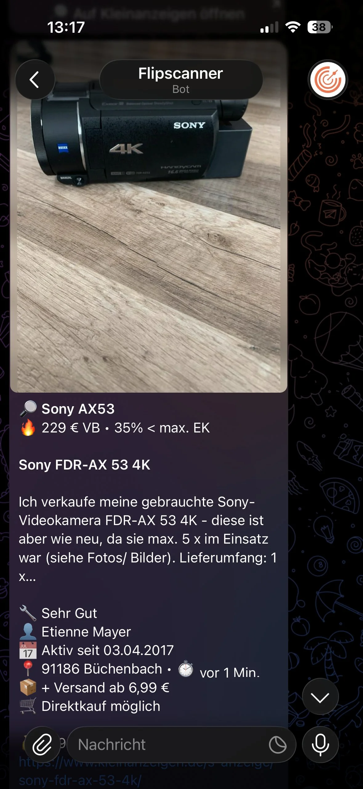 Telegram Alert – Sony AX53