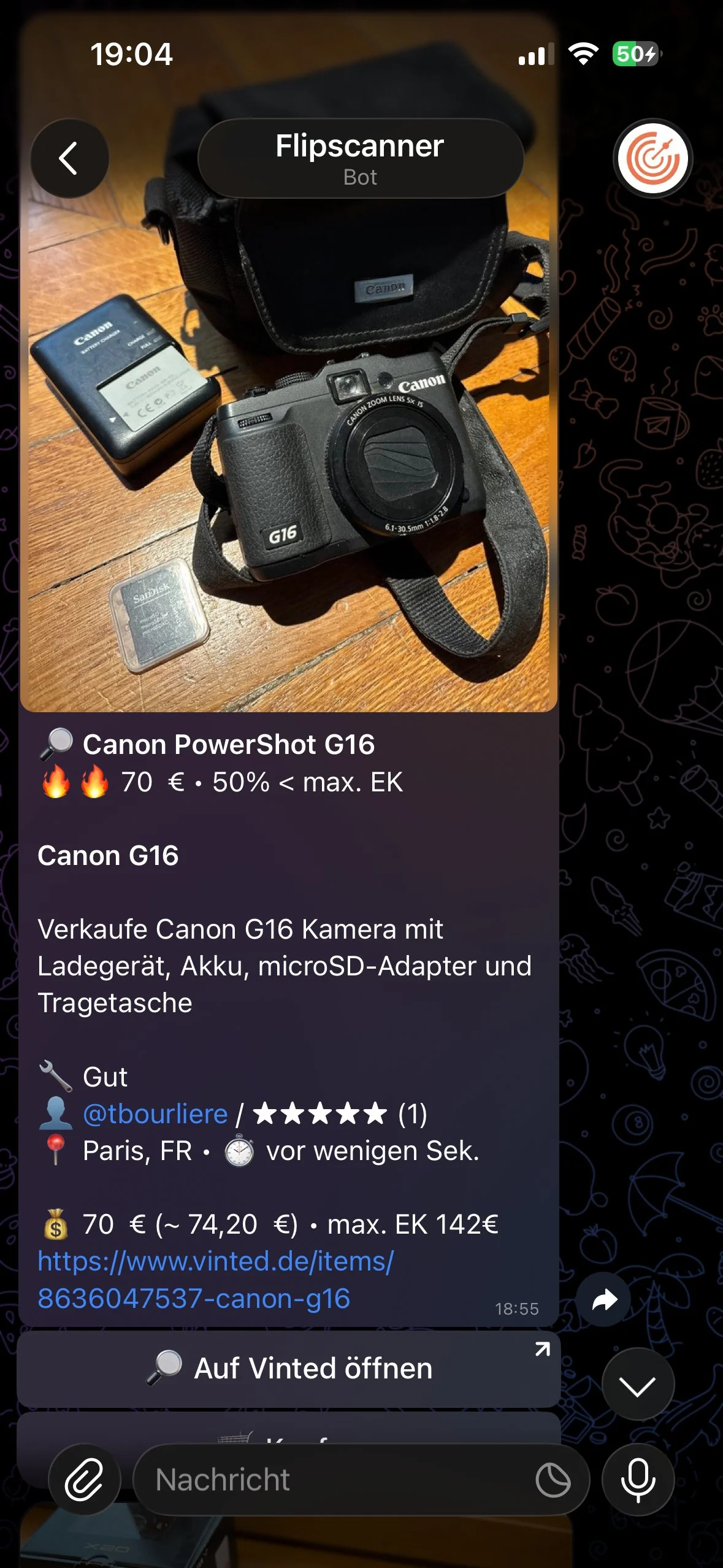 Telegram Alert – Canon PowerShot G16