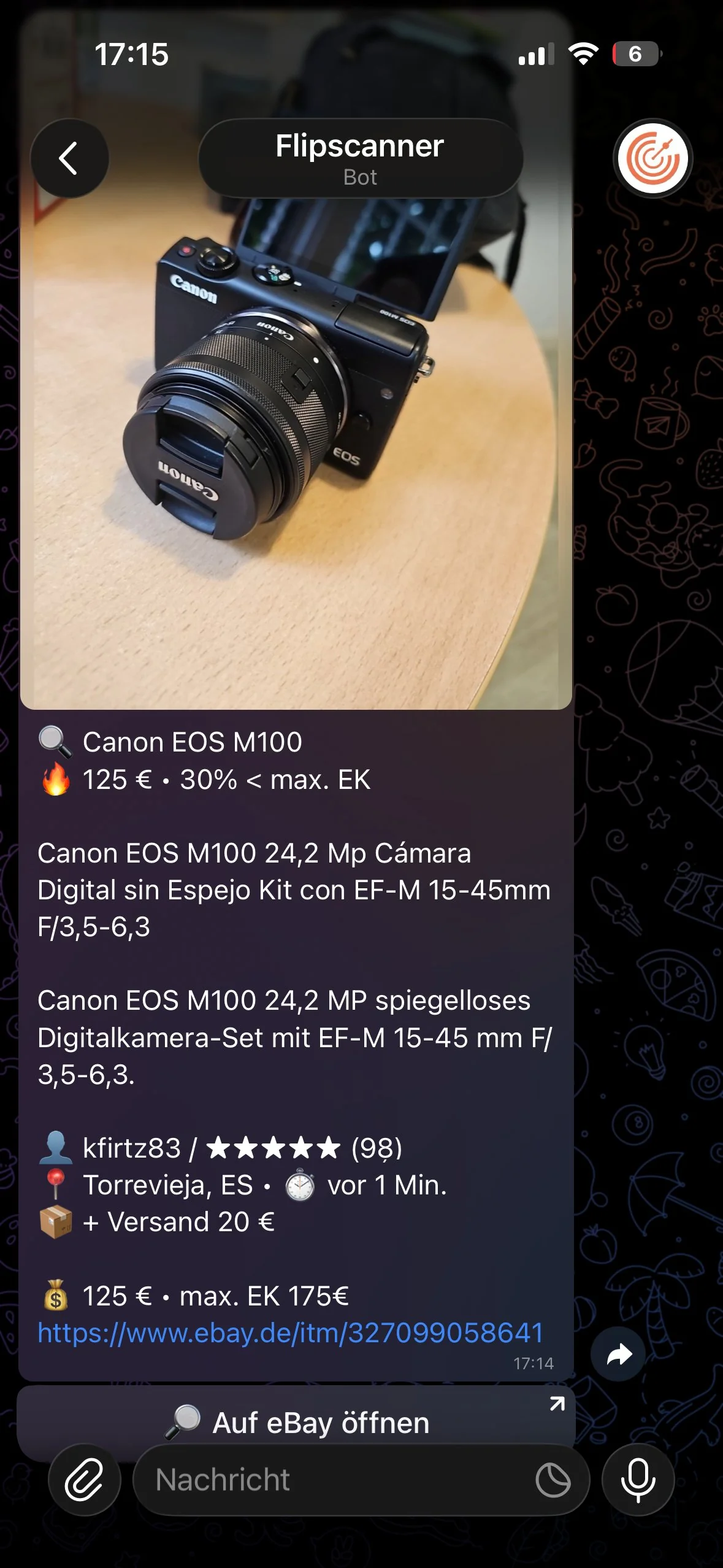 Telegram Alert – Canon EOS M100