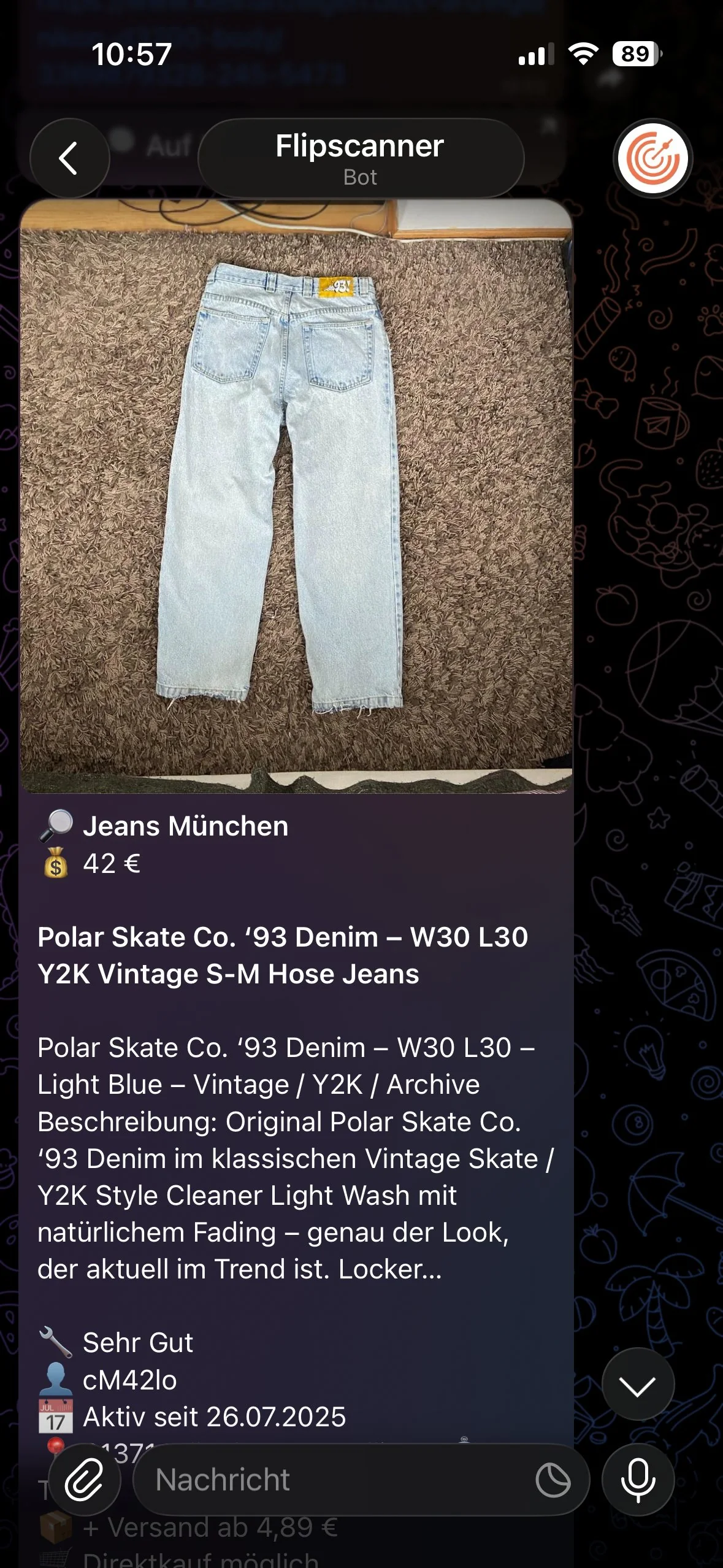 Flipscanner Telegram Alerts – Vintage Denim und Technik-Deals